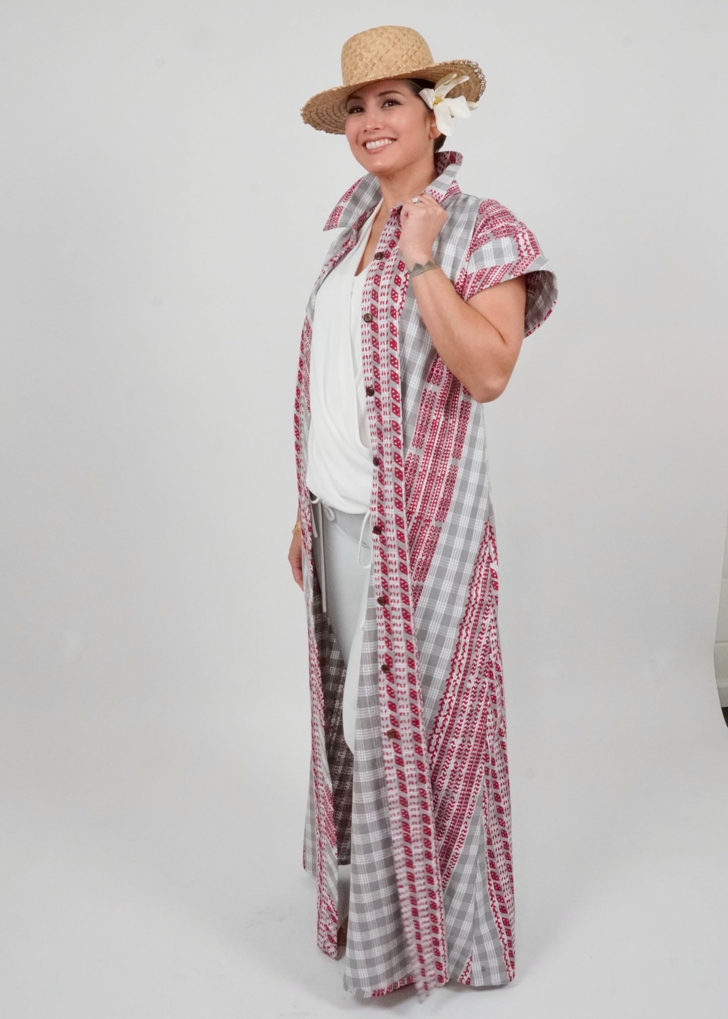 Brook | Ohe Kapala | Red on gray Palaka