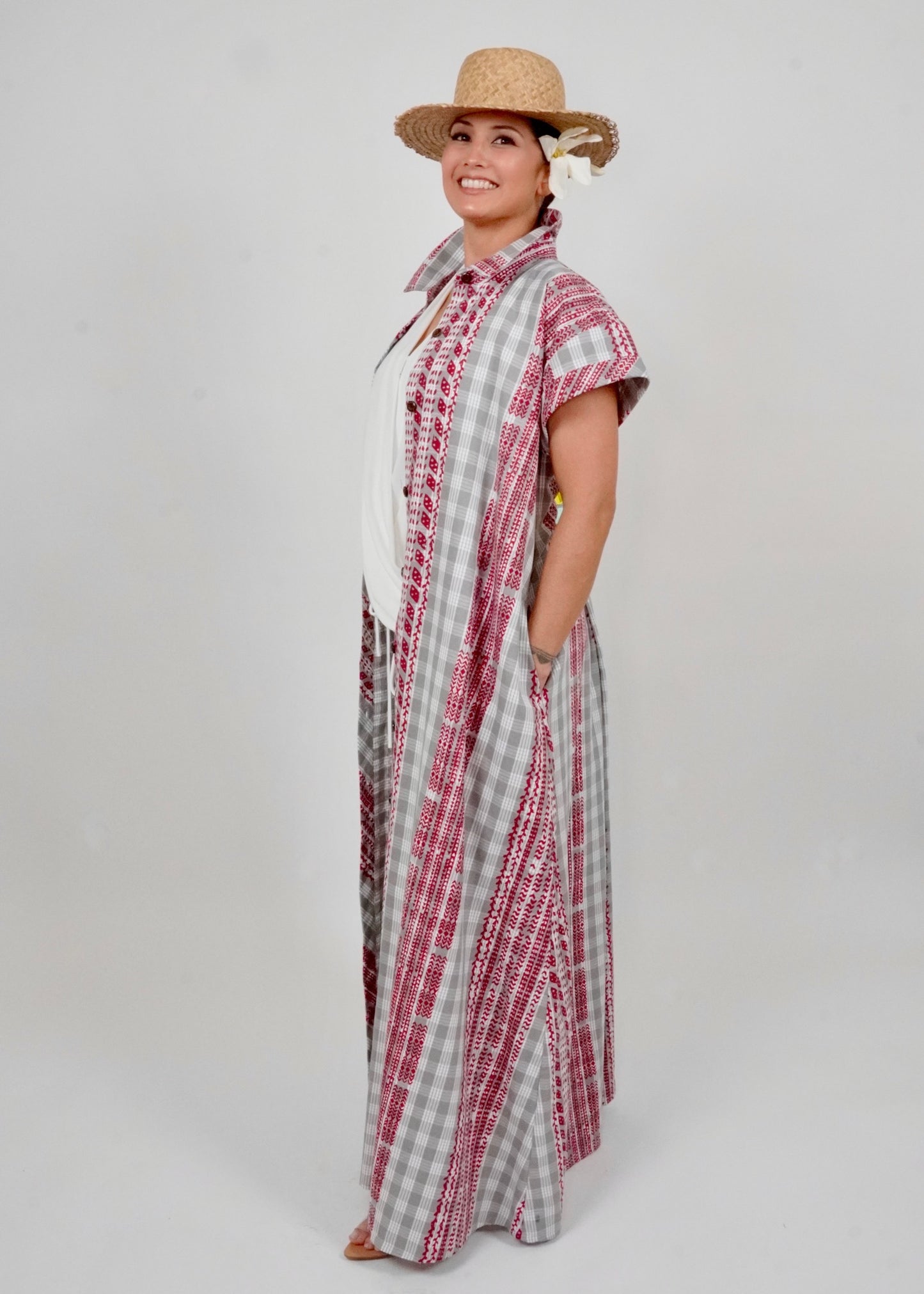 Brook | Ohe Kapala | Red on gray Palaka