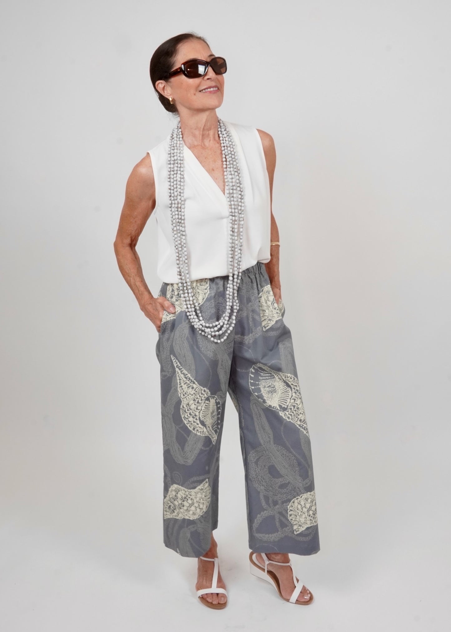 Culottes | Conch-Ni'ihau Shells| Cream on Grey