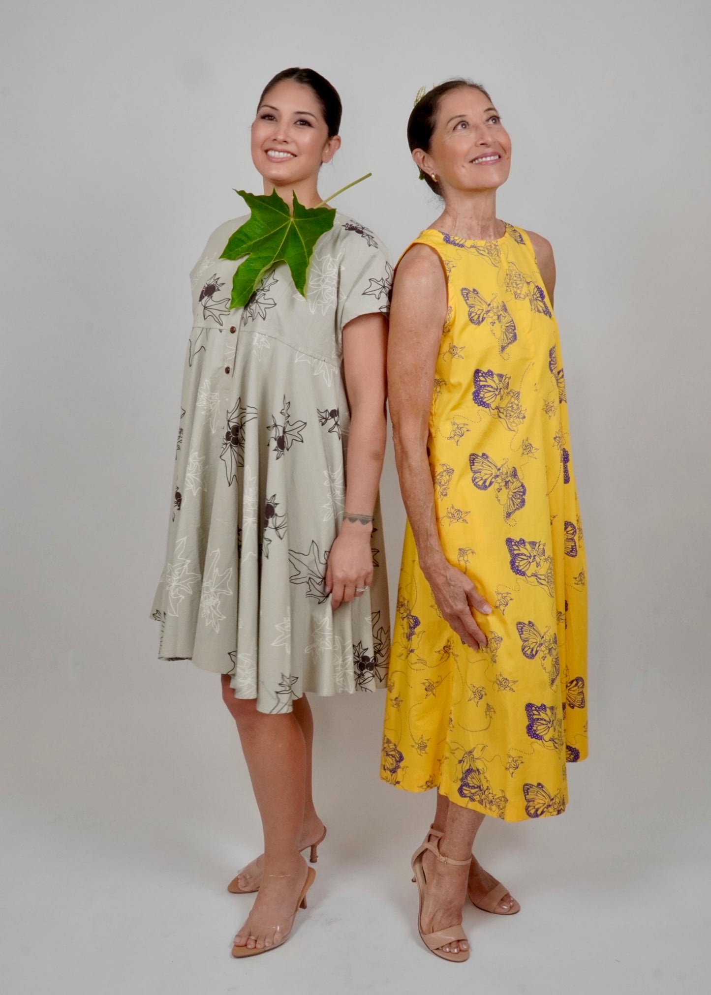 Vogue Dress | Crown Flower Butterfly | Purple on Yellow
