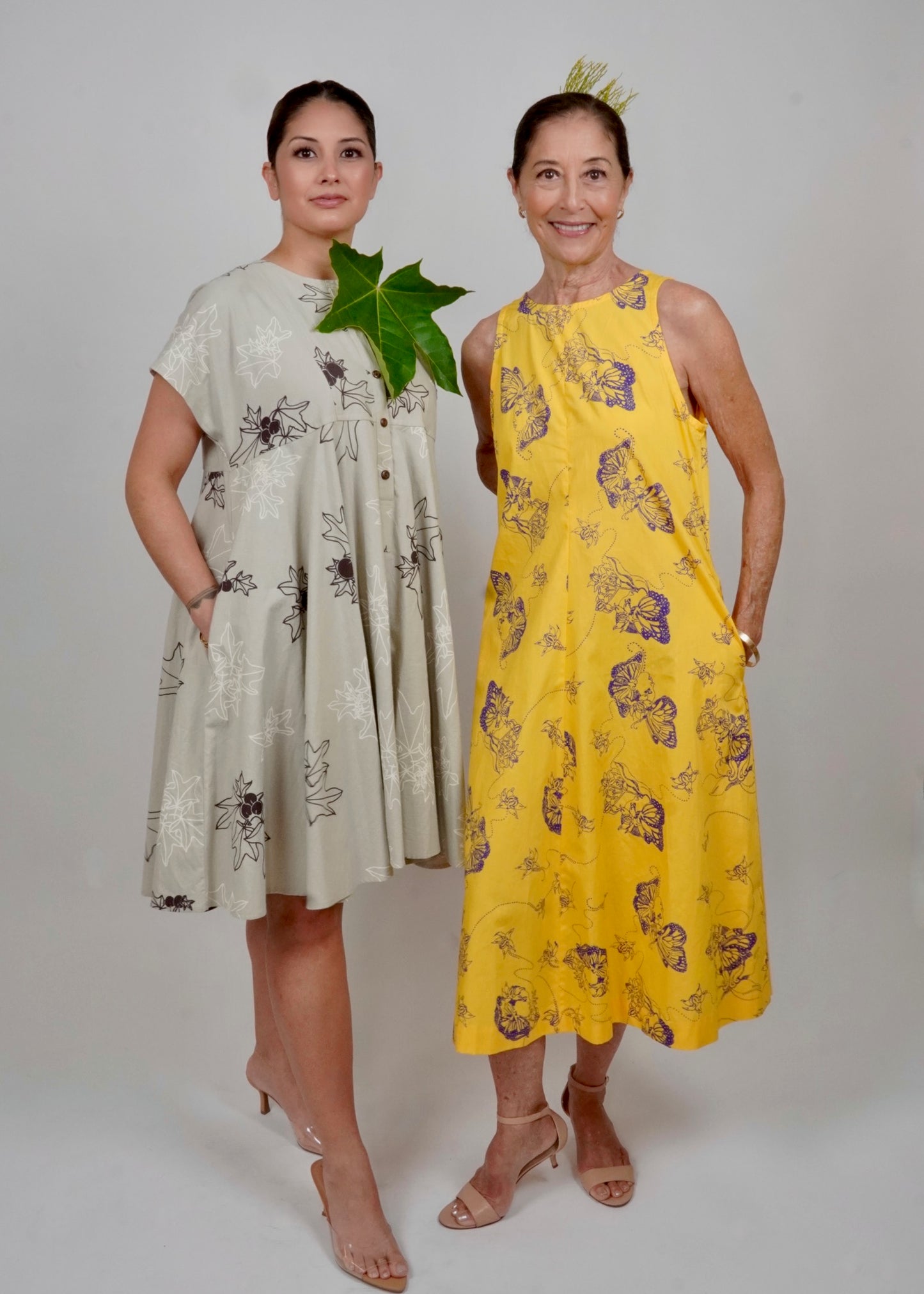 Vogue Dress | Crown Flower Butterfly | Purple on Yellow
