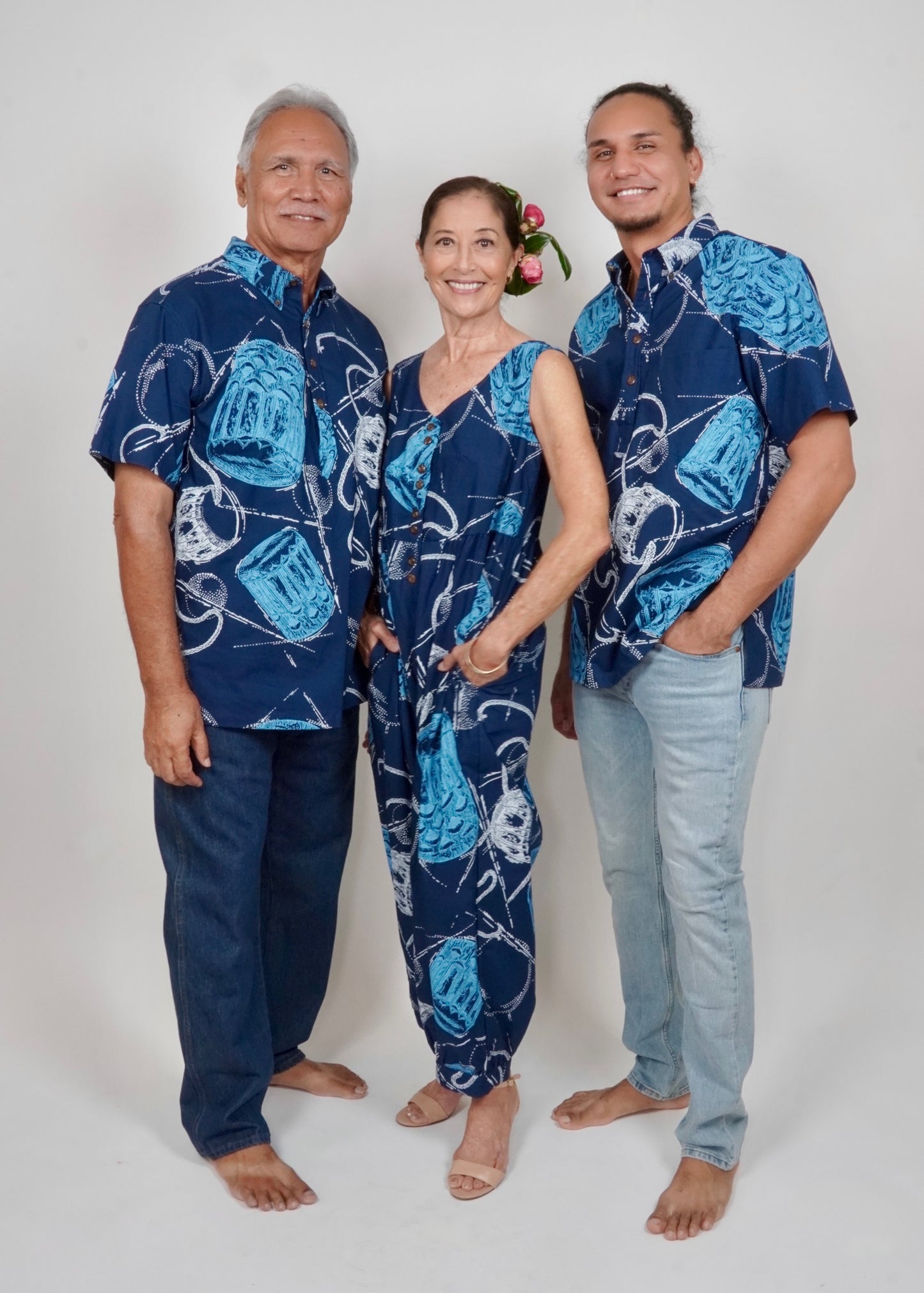 Romper | Pahu-Puniu Drums | Blue on Blue