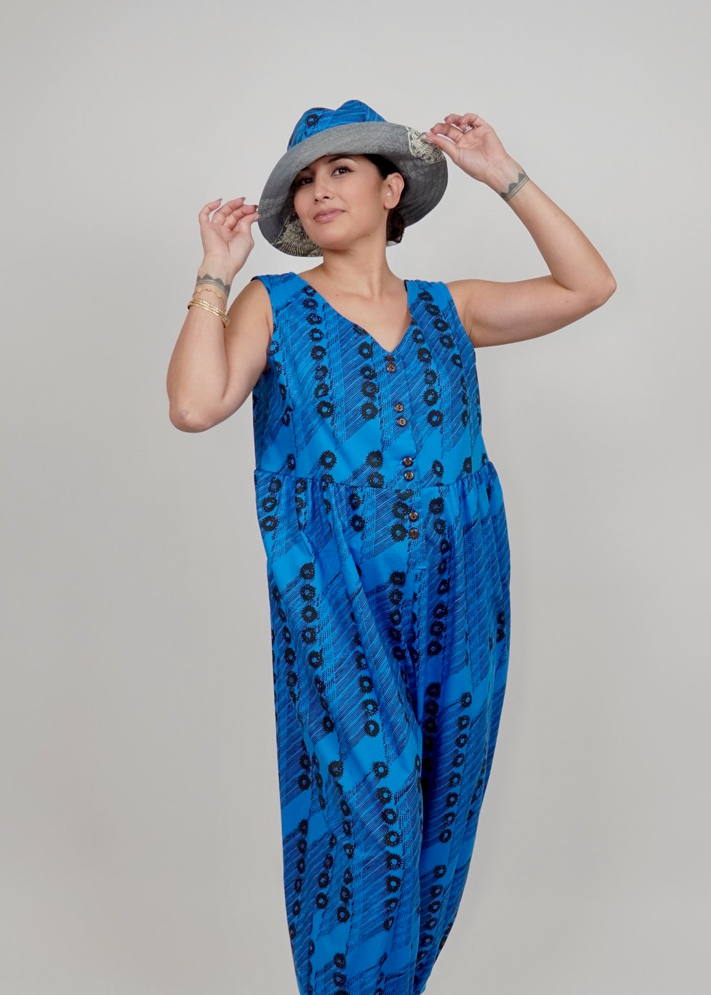 Romper | Wana Ohe Kapala | Black on Blue