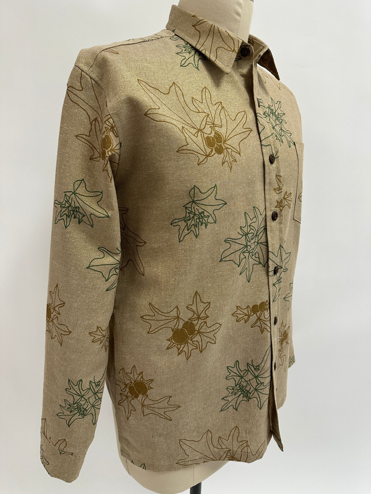 Long Sleeve Button Down Shirt | Glitter Kukui | Green on Gold