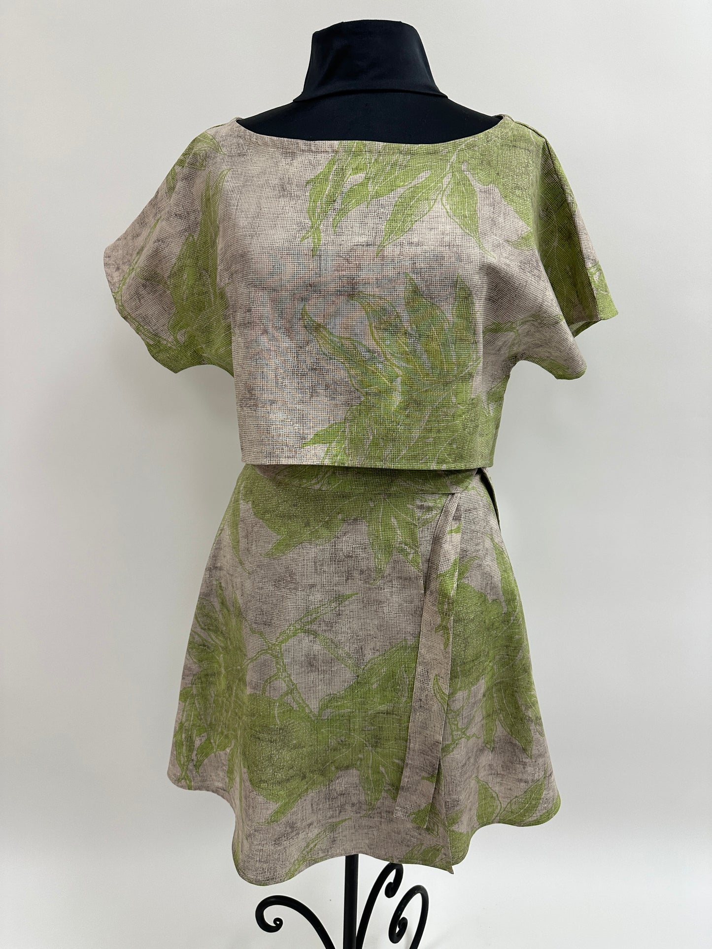 Sophie Wrap Skirt | Ulu | Green on Gray chalk and charcoal