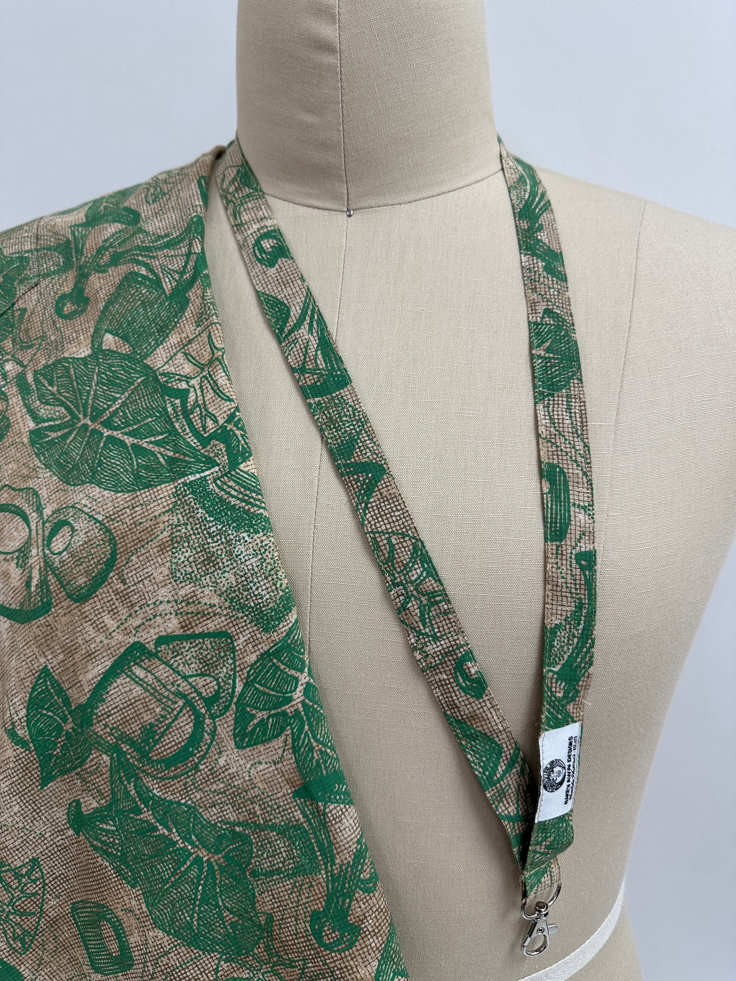 Lanyard | Kalo-Poi Pounder | Green on Beige Print