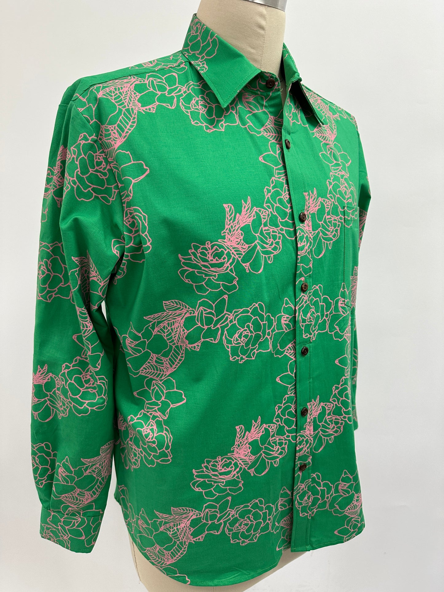 Long Sleeve Button Down Shirt | Kiele | Bubblegum on Fern