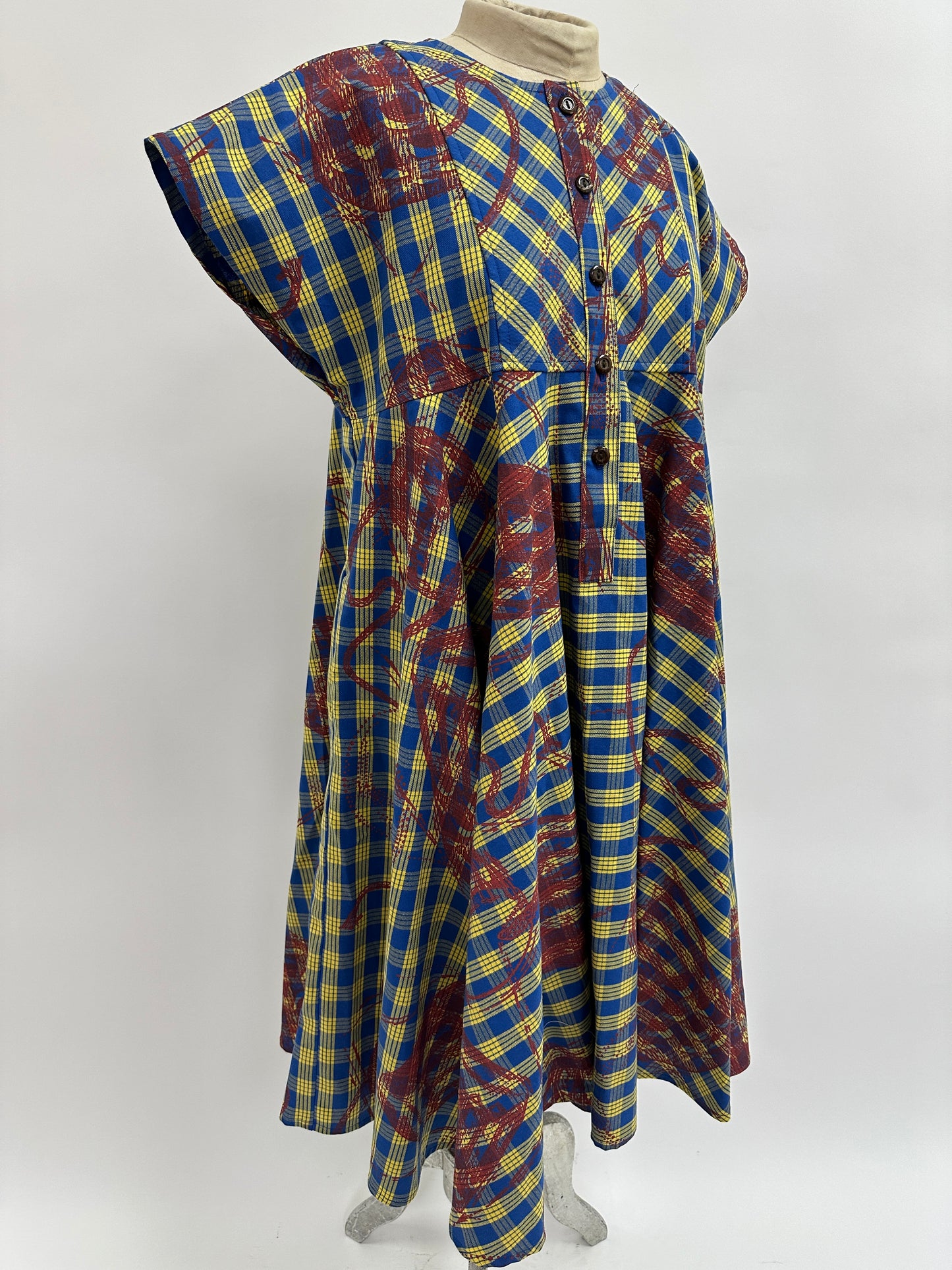 Nu Dress | Pahu Puniu Drums | Paprika on Blue & Yellow Palaka