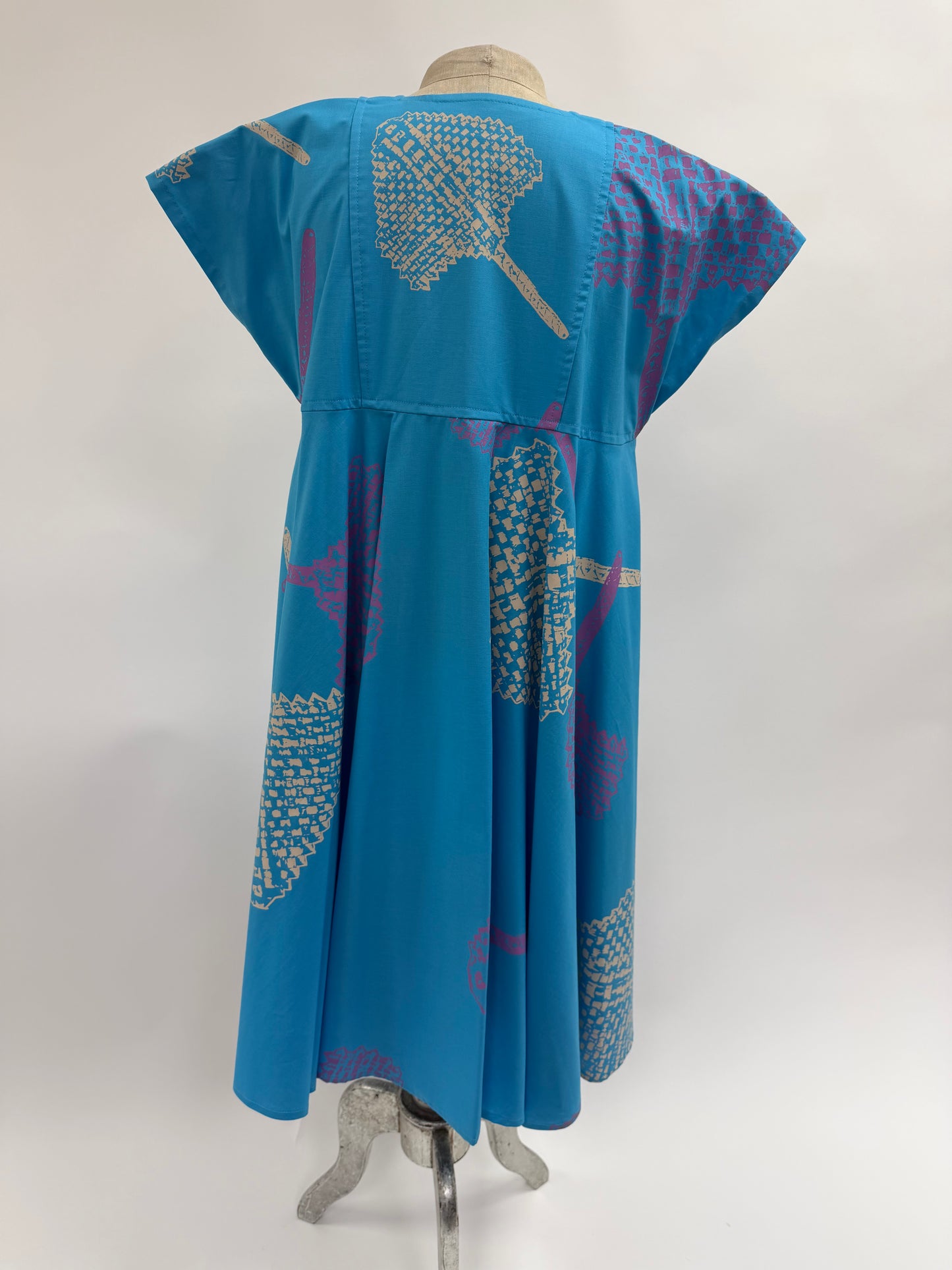 Nu Dress - Petite | Lauhala Fans | Parchment and Corsage on Turquoise