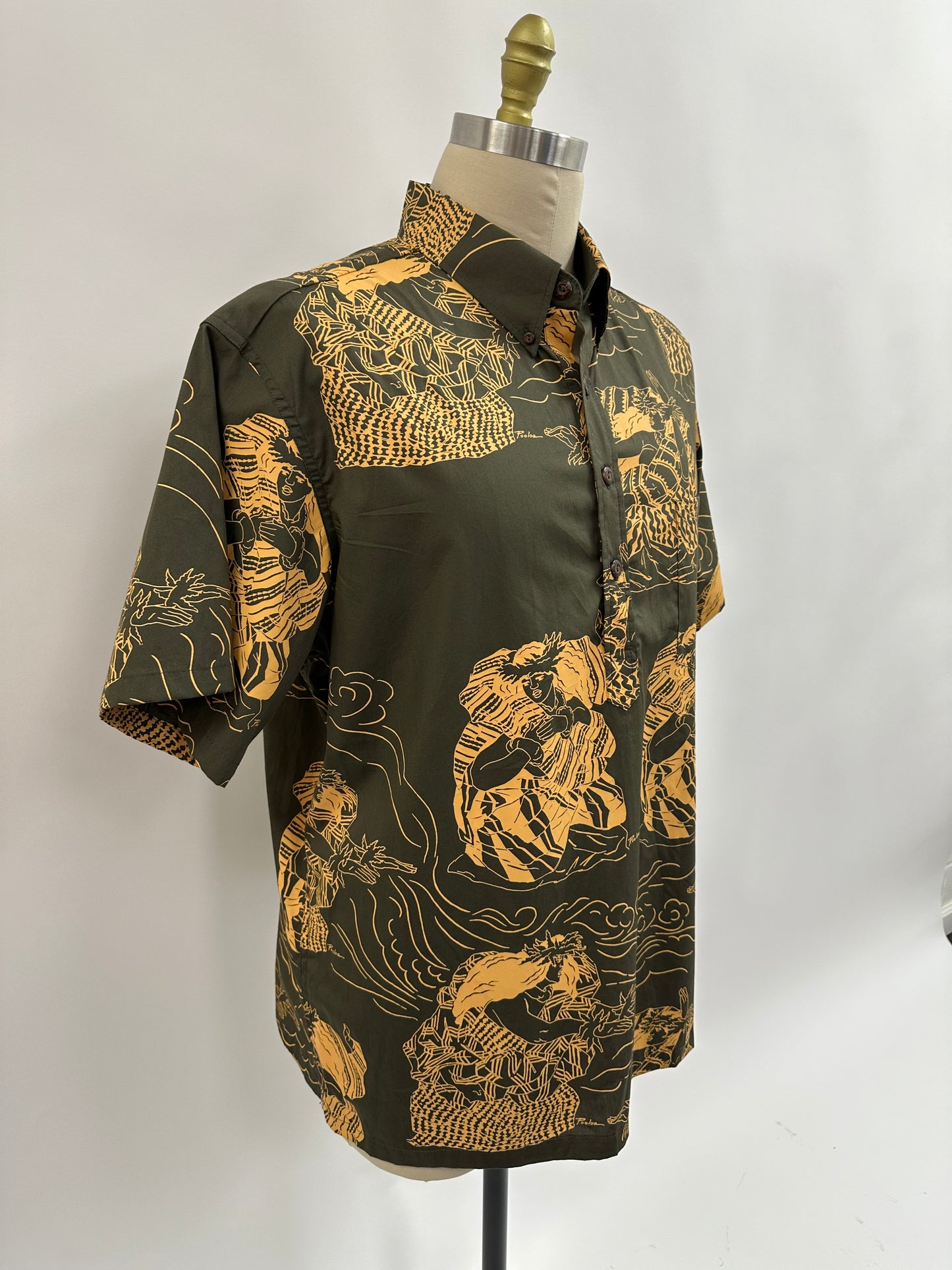 Pull Over Aloha Shirt | Na Ho'opa'a | Pumpkin on Sage