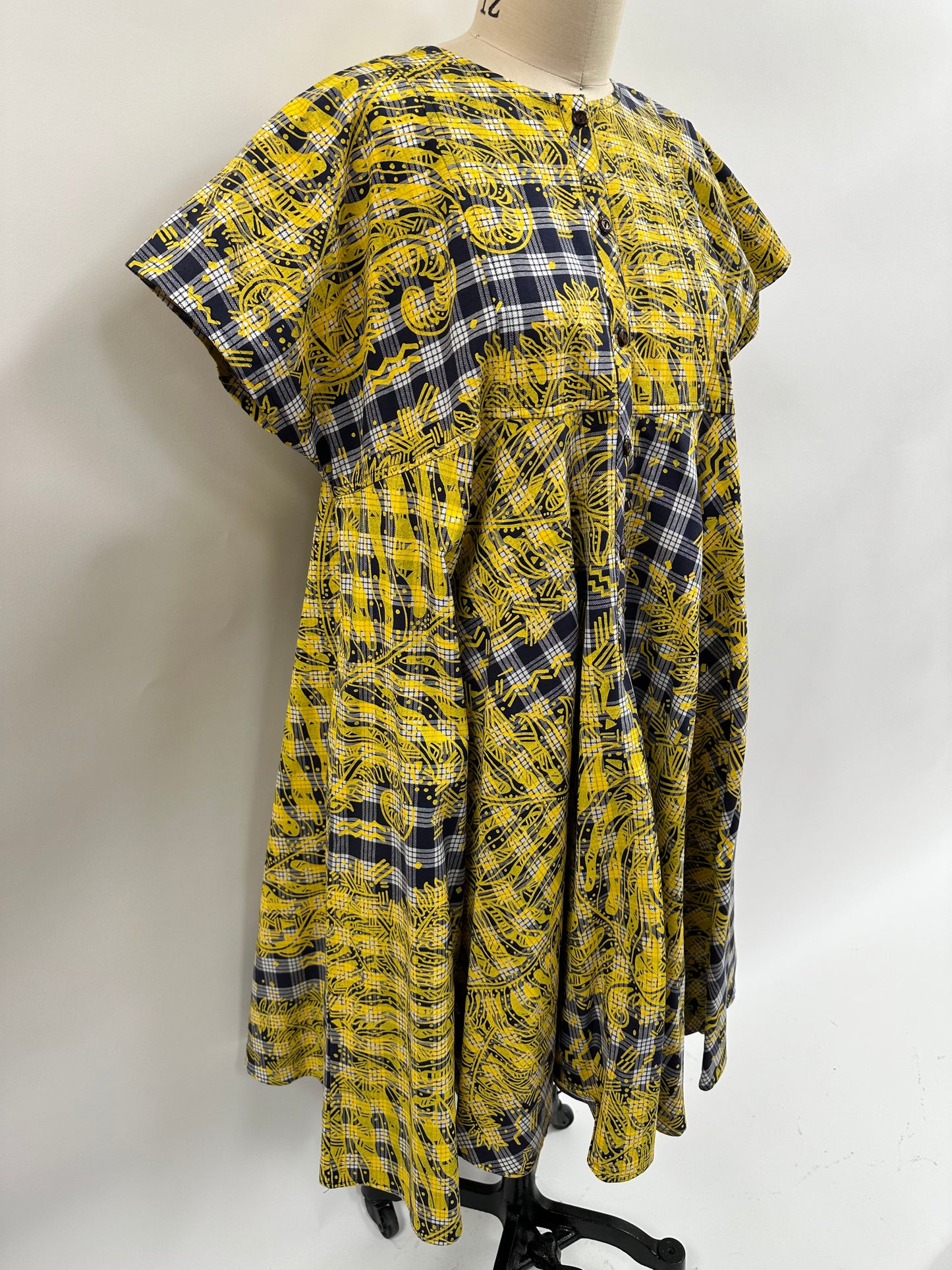 Nu Dress | Hapu'u Fern | Yellow On Navy Palaka