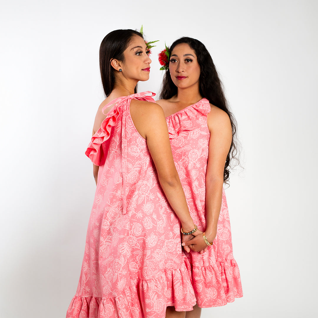 One Shoulder Dress | Lokelani | Light Pink on Pink