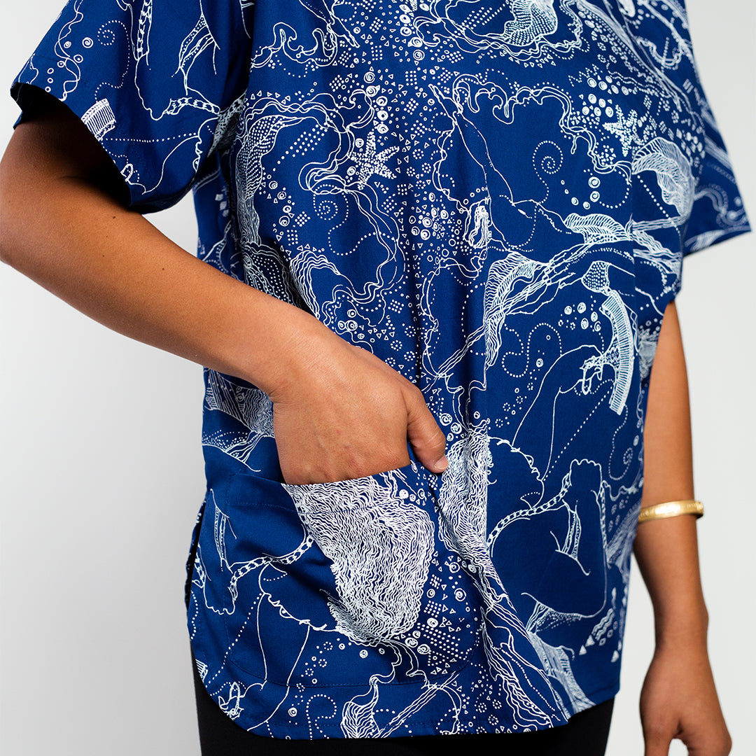 Day Blouse | Sea Dreams | White on Blue