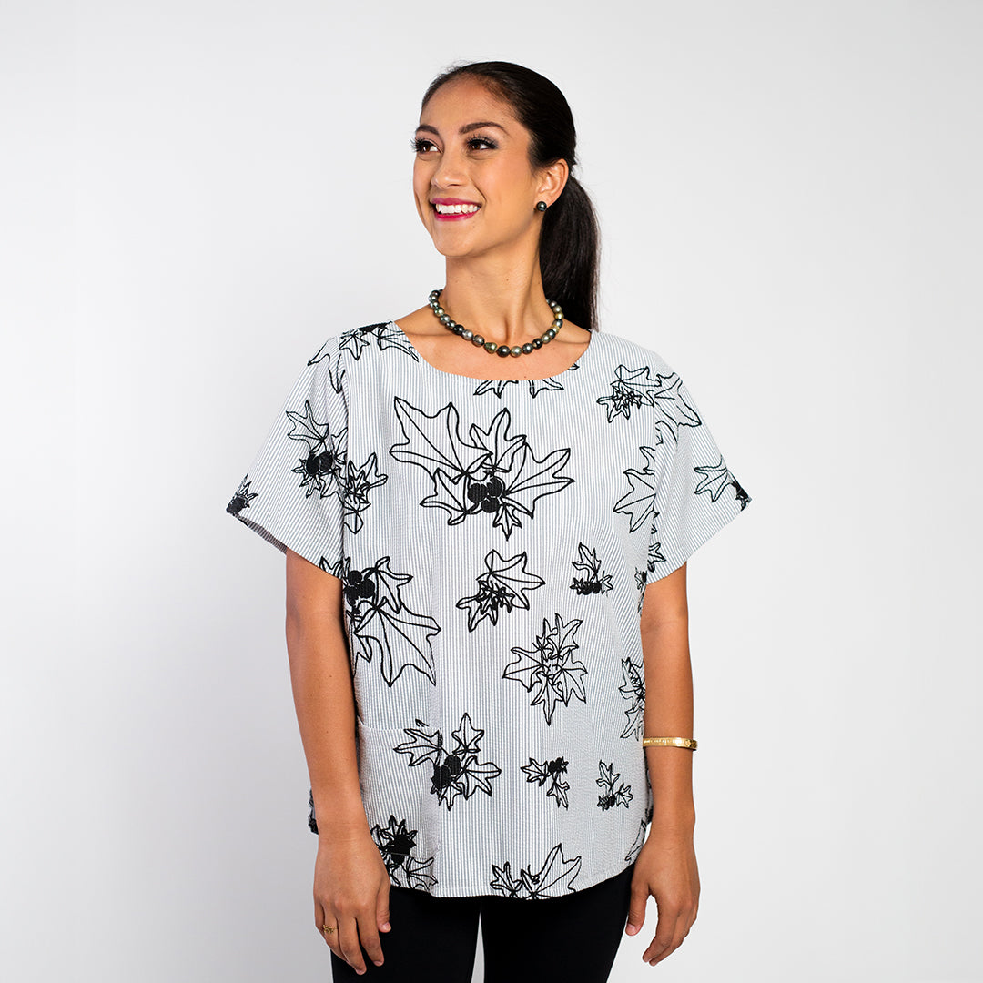 Day Blouse | Kukui | Black on White Seer-Sucker