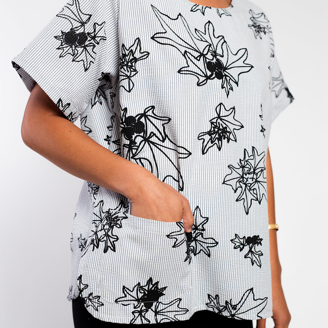 Day Blouse | Kukui | Black on White Seer-Sucker