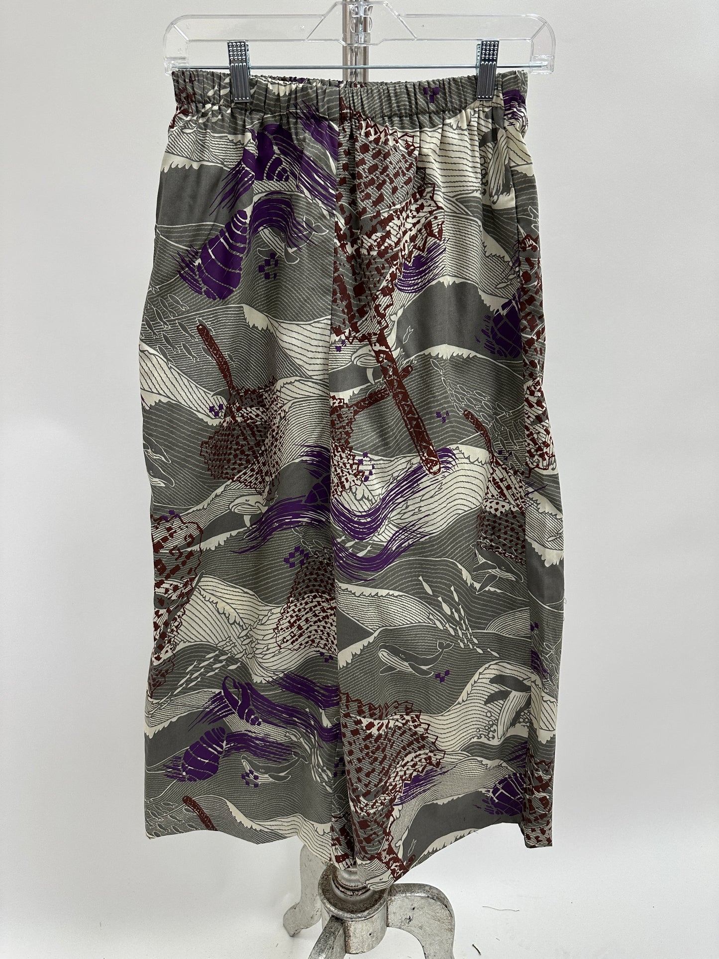 Culottes | Fans & Shells on Whale Print | Brown & Hibiscus on Grey