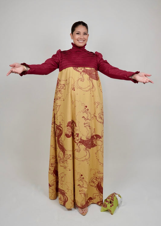 Mahela |Dream Ladies| Burgundy on Beige