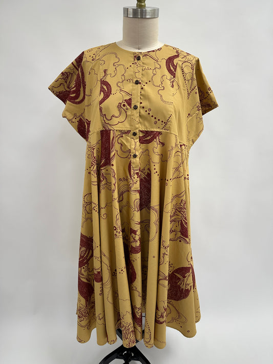 Nu Dress | Dream Ladies| Burgundy on Beige