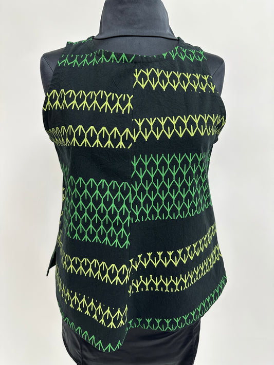 Vogue Blouse | Ke'uke'u | Chartreuse-n-green on Black