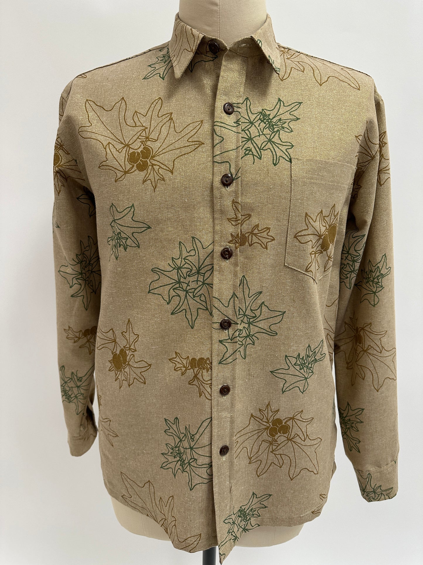 Long Sleeve Button Down Shirt | Glitter Kukui | Green on Gold