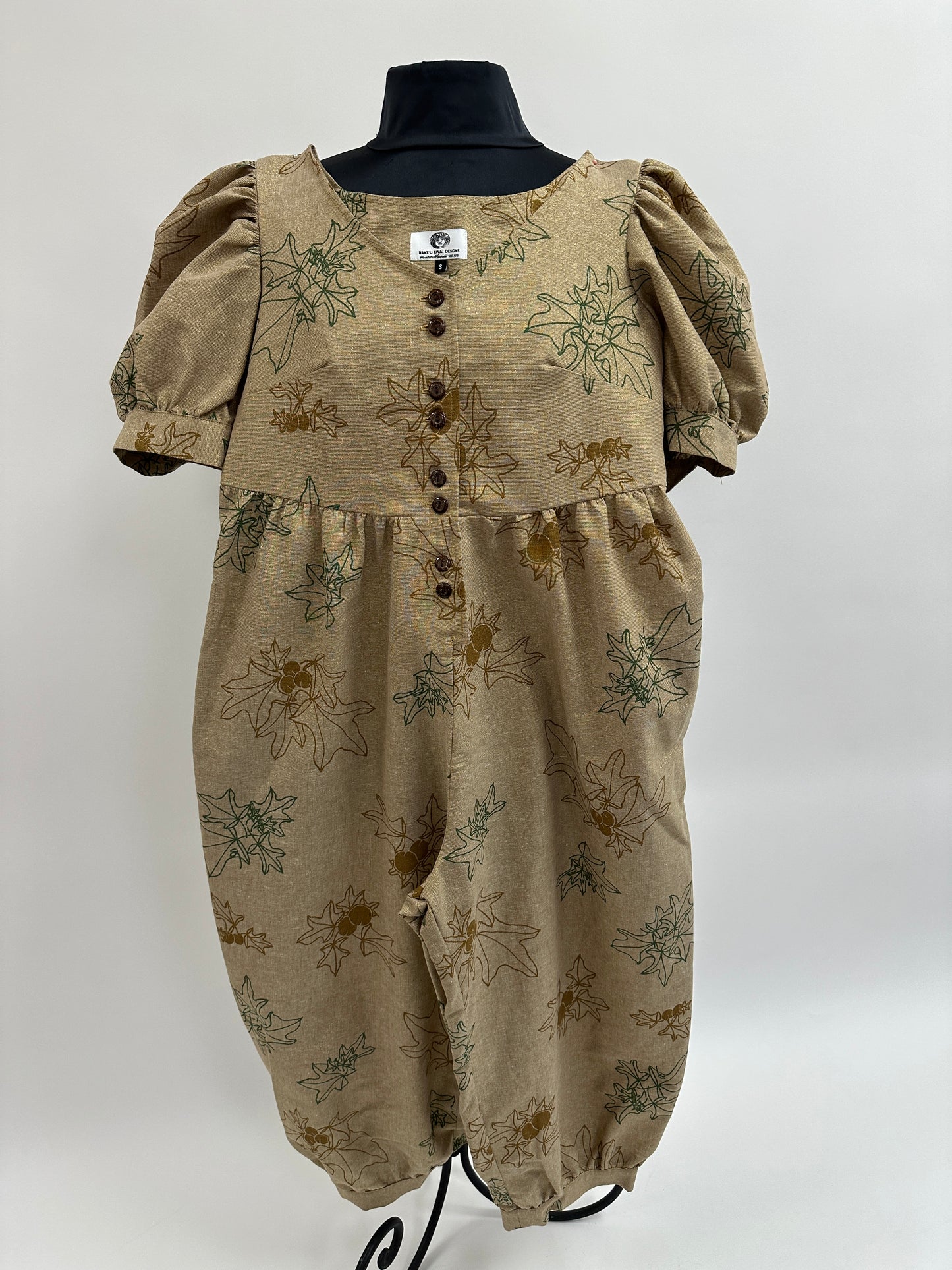 Romper with Sleeves  | Glitter Kukui | Green on Gold