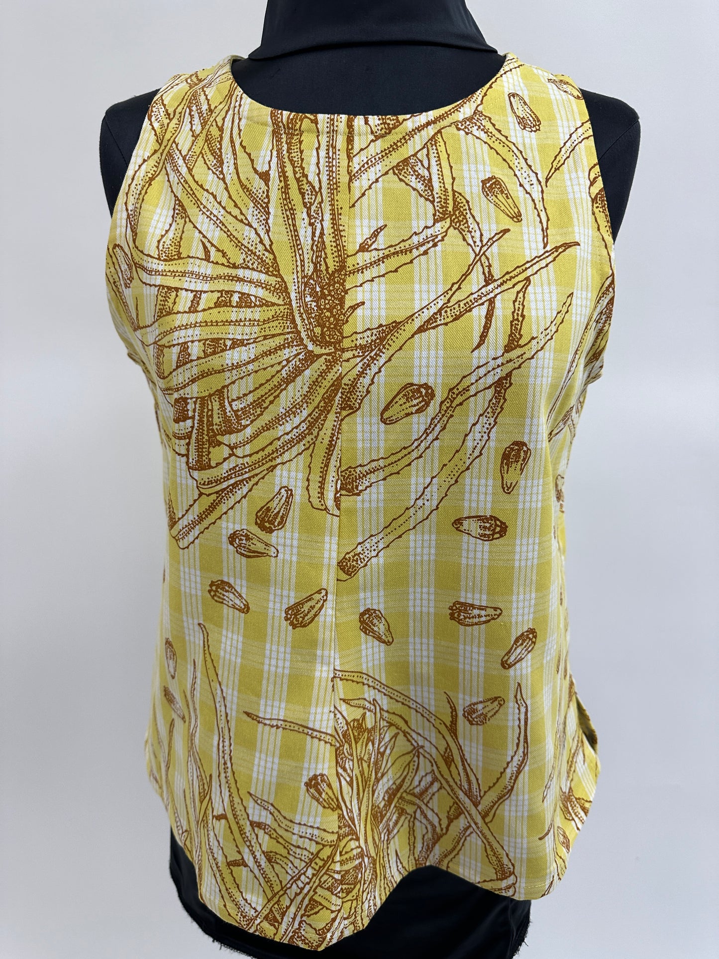 Vogue Blouse | Hala |  Brown Hala on yellow palaka