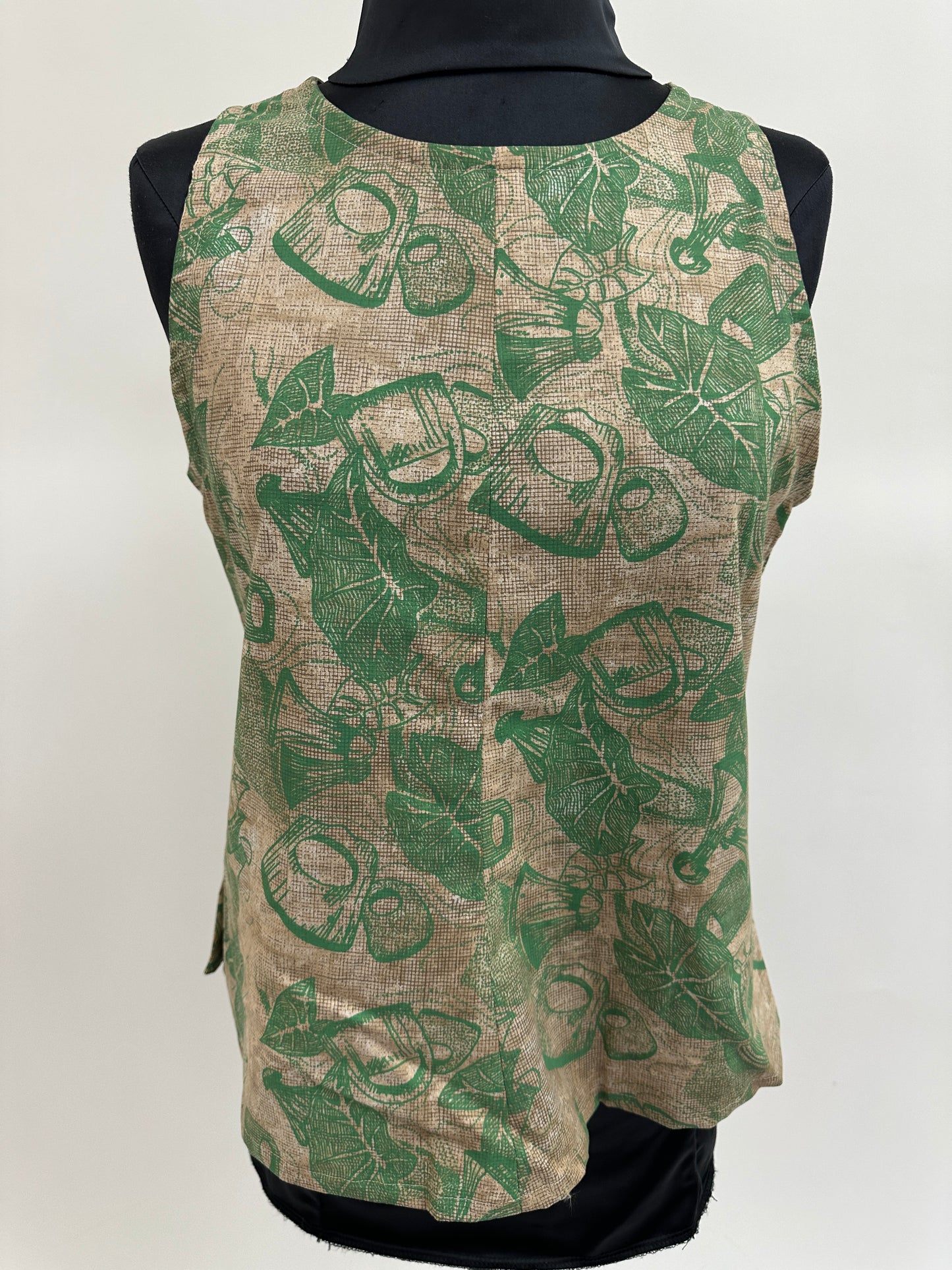 Vogue Blouse | Taro/Poi Pounder | Green on Brown Print