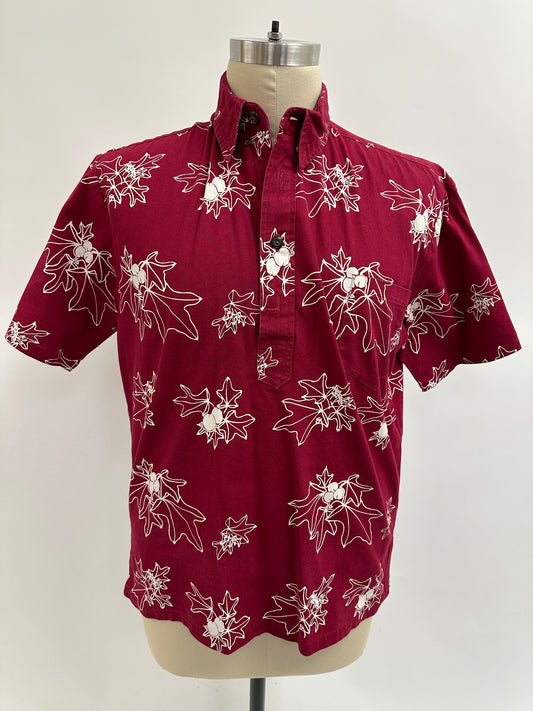 Pre-Loved Pull Over Aloha Shirt | Kukui | Cream on Burgandy