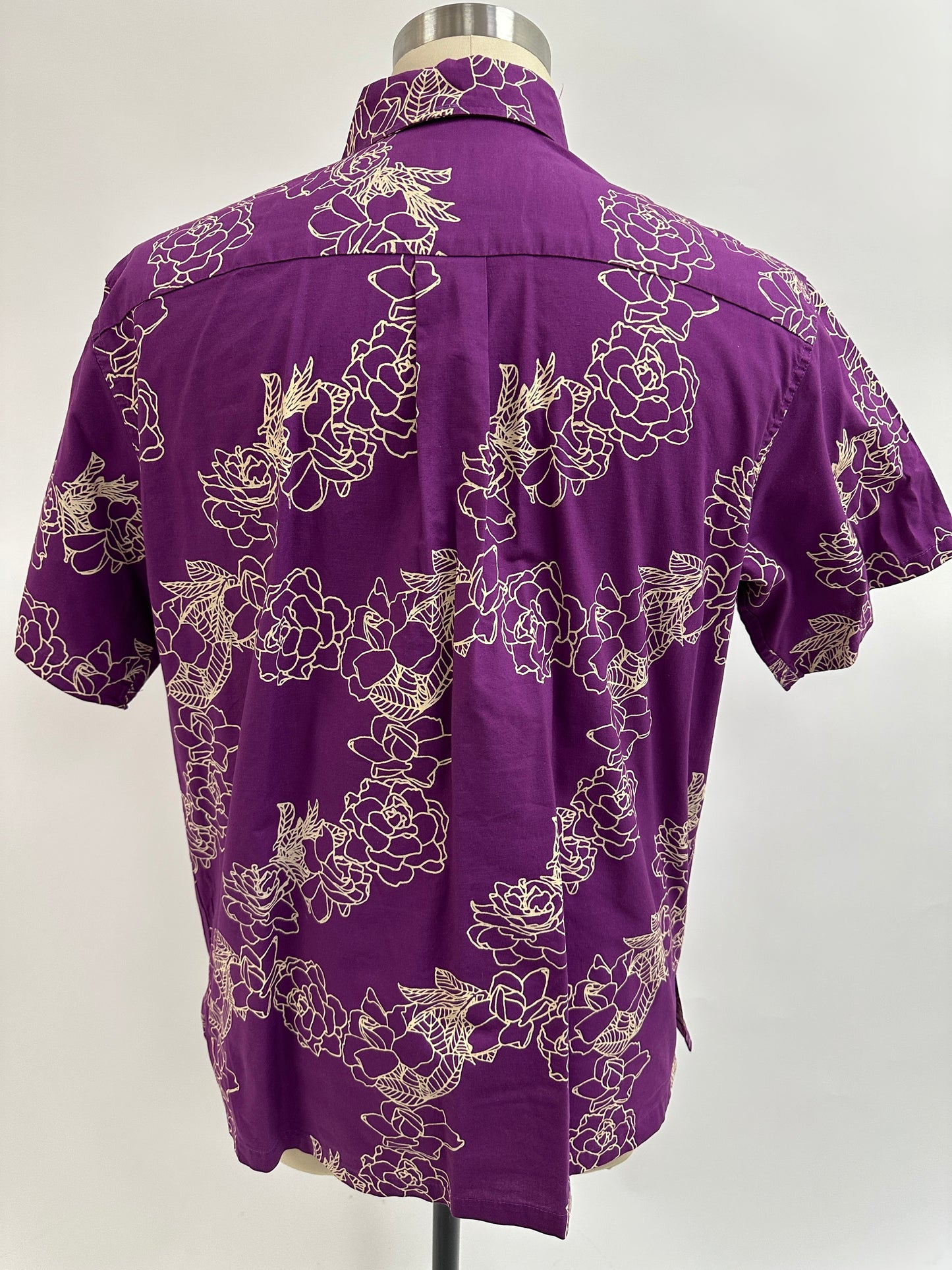 Pre-Loved Pull Over Aloha Shirt | Kiele | Cream on Violet