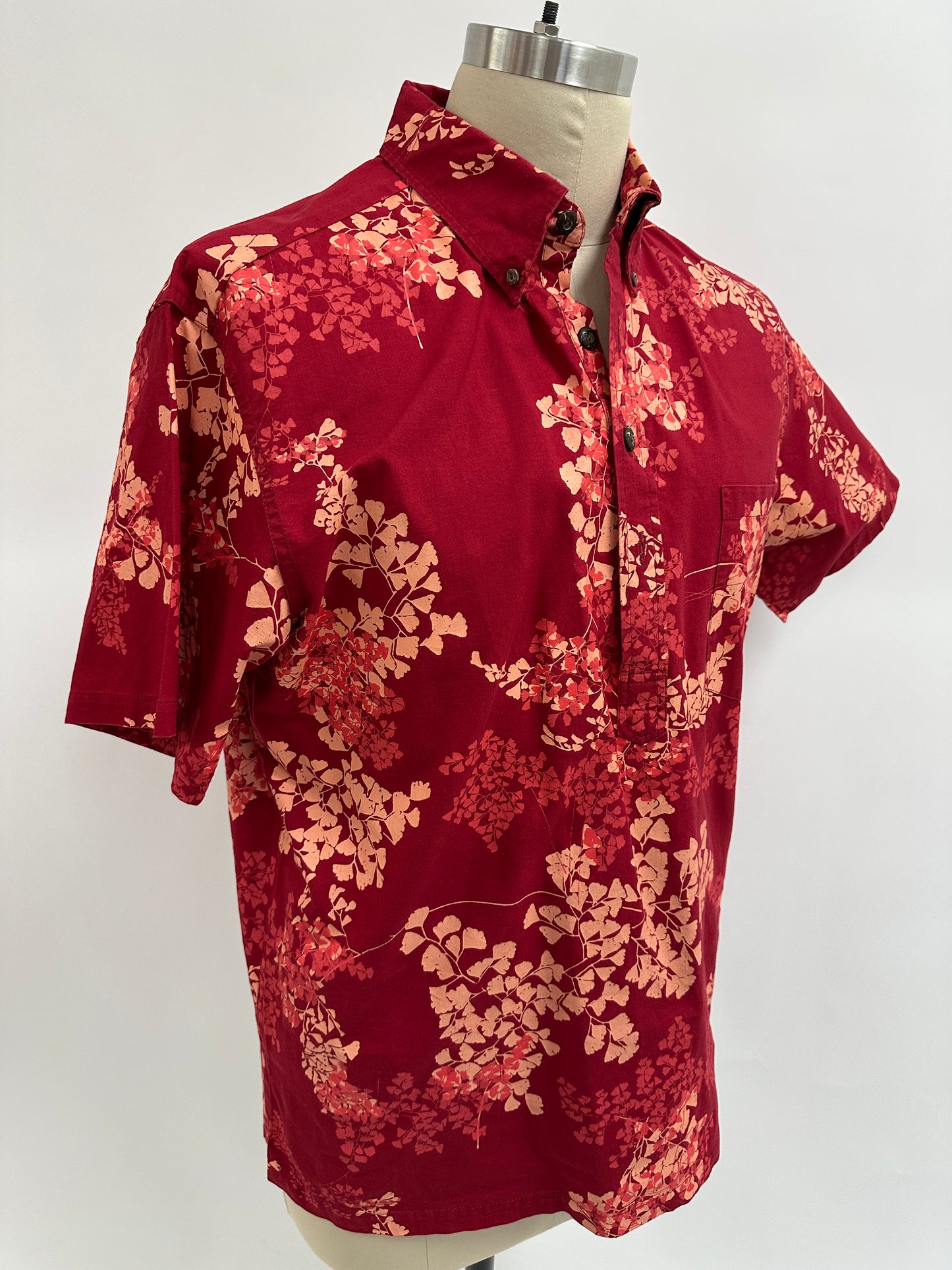 Pre-Loved Pull Over Aloha Shirt | Double Iwaiwa in Salmon and