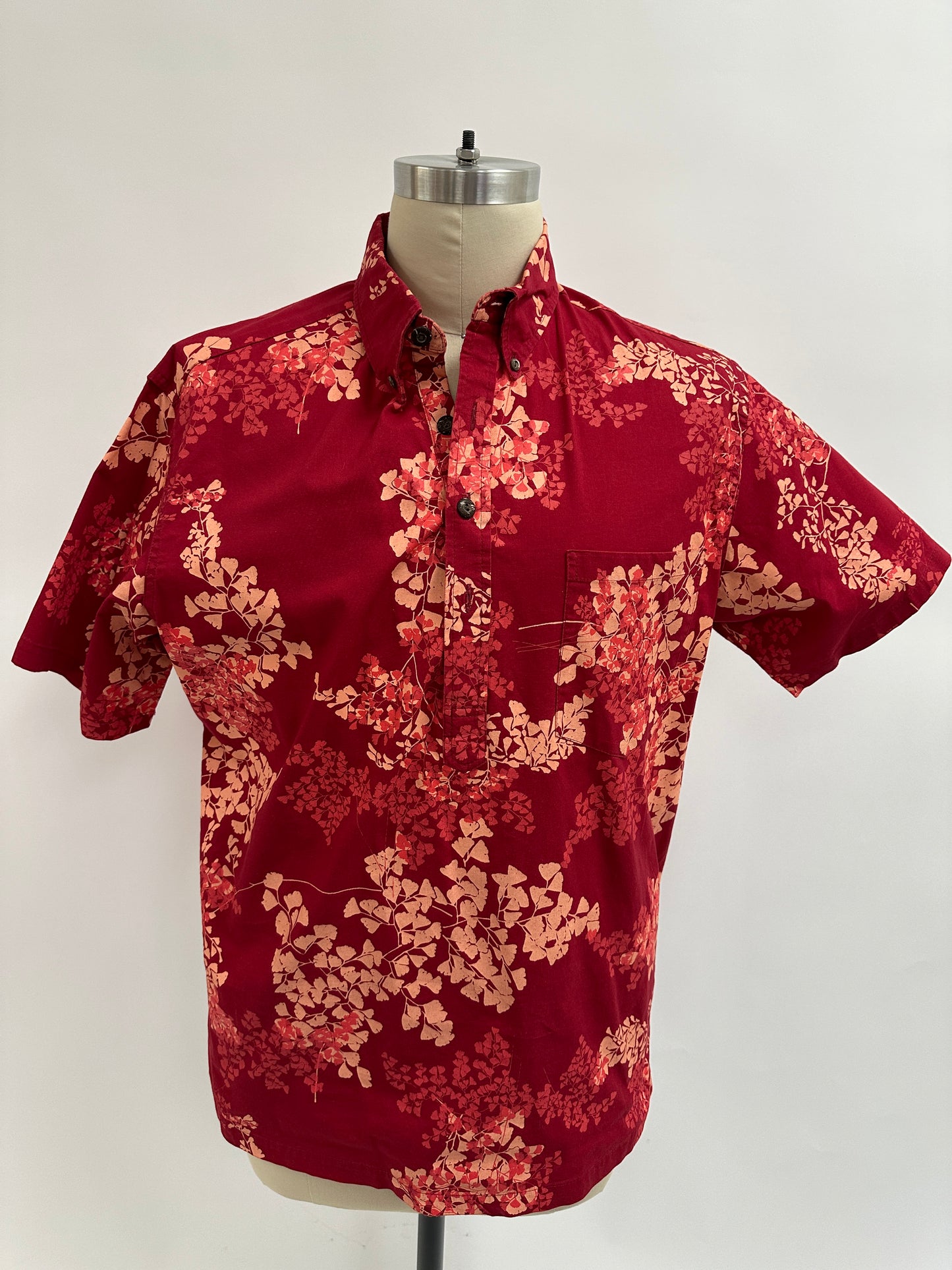 Pre-Loved Pull Over Aloha Shirt | Double Iwaiwa in Salmon and