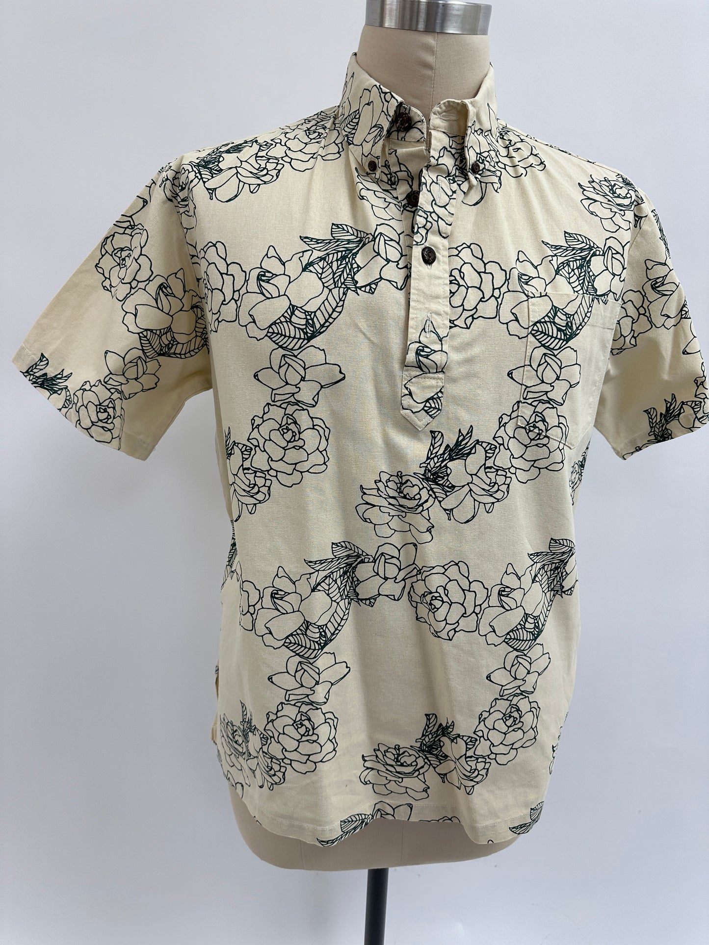 Pre-Loved Pull Over Aloha Shirt | Kiele | Forest on Cream
