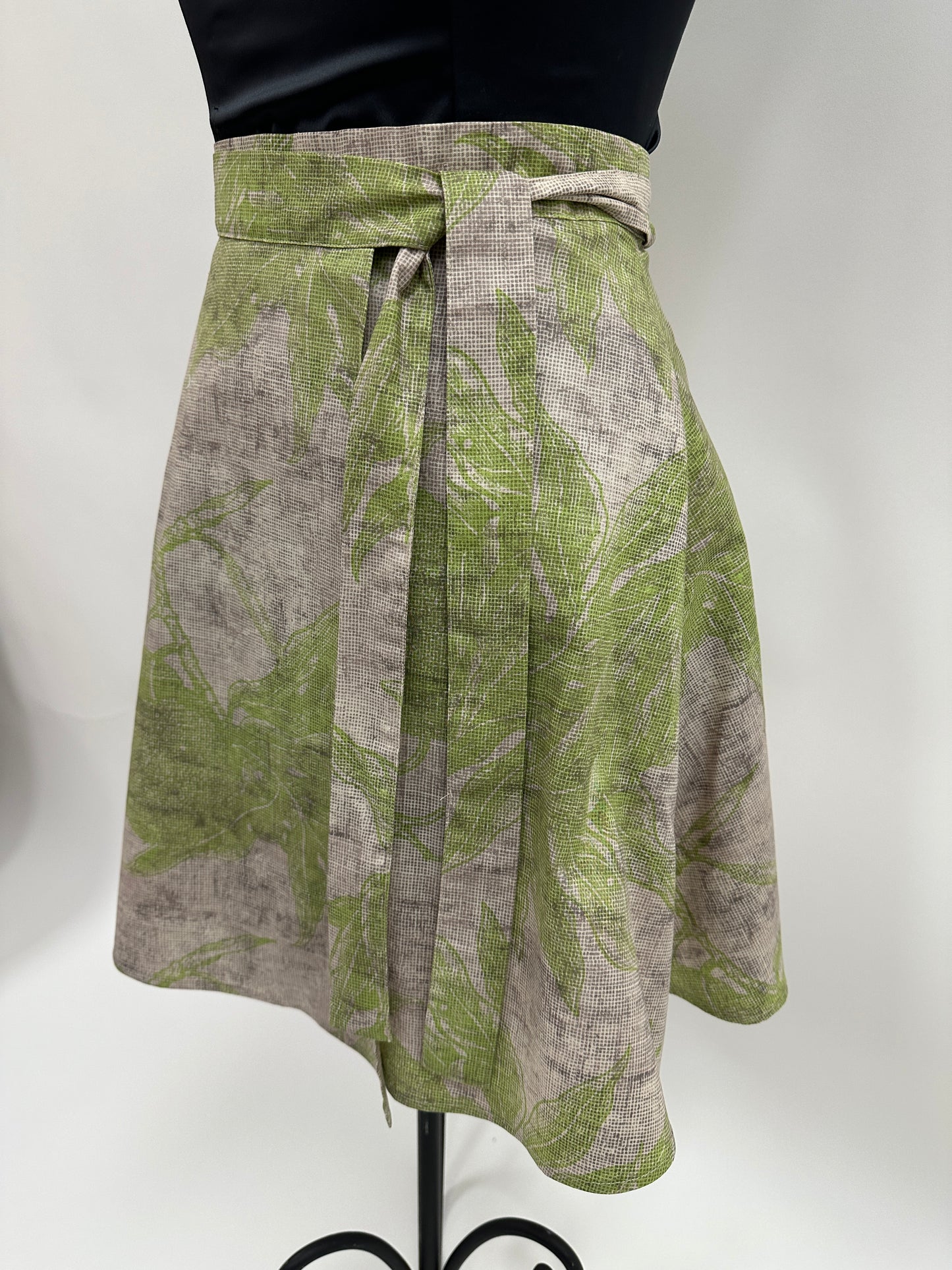 Sophie Wrap Skirt | Ulu | Green on Gray chalk and charcoal