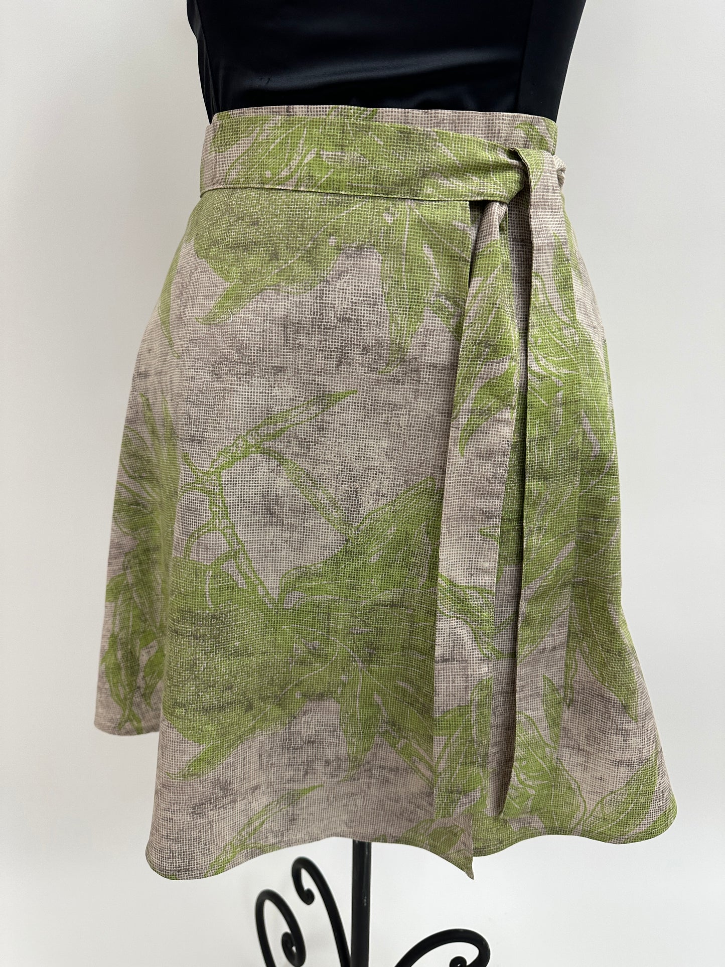 Sophie Wrap Skirt | Ulu | Green on Gray chalk and charcoal