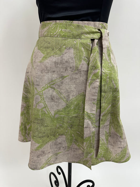 Sophie Wrap Skirt | Ulu | Green on Gray chalk and charcoal