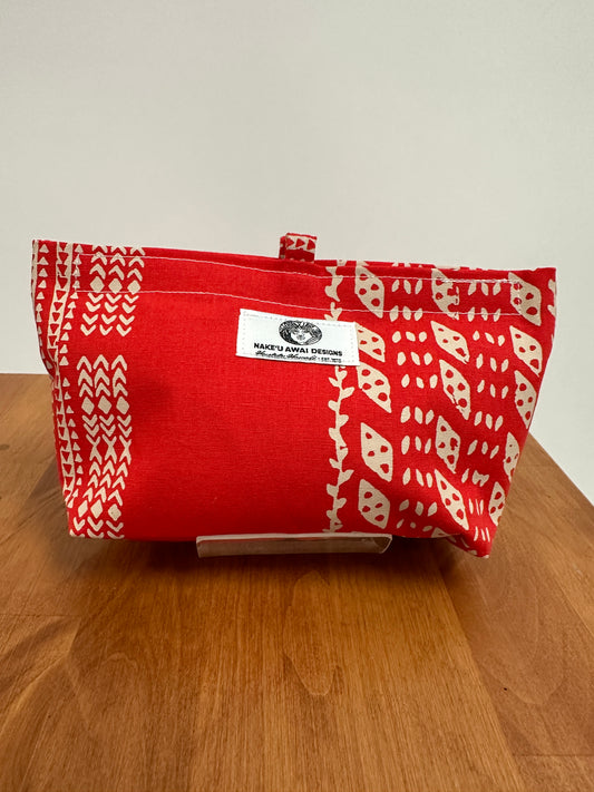 Nake'u pouch |  Ohe Kapala |  Beige on Tangerine Red