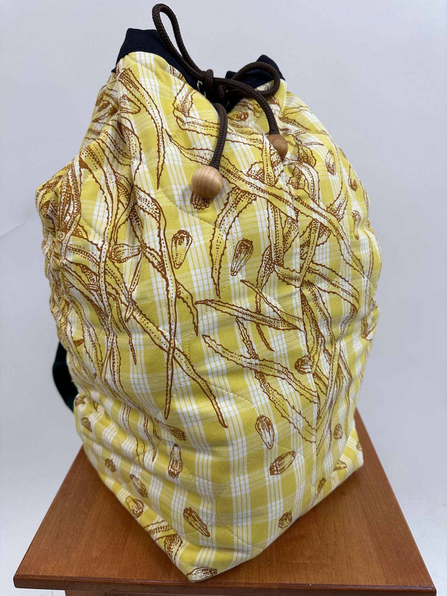 Hula Bag | Hala | Brown on Yellow Palaka