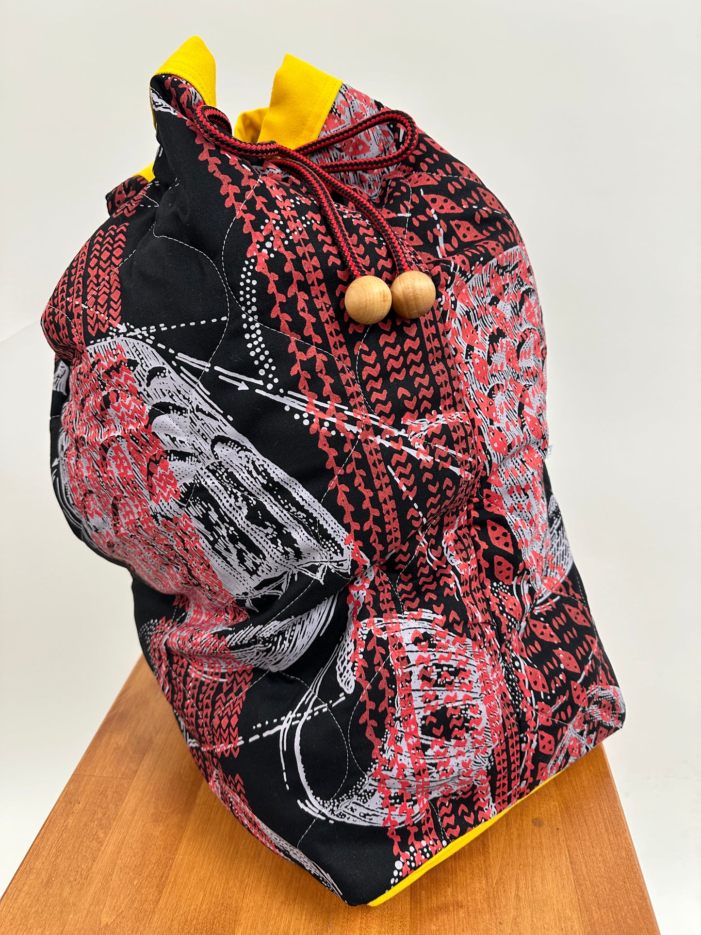 Hula Bag | Pahu Puniu Drum | Red & White on Black