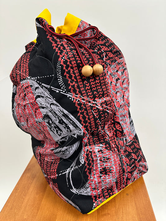 Hula Bag | Pahu Puniu Drum | Red & White on Black