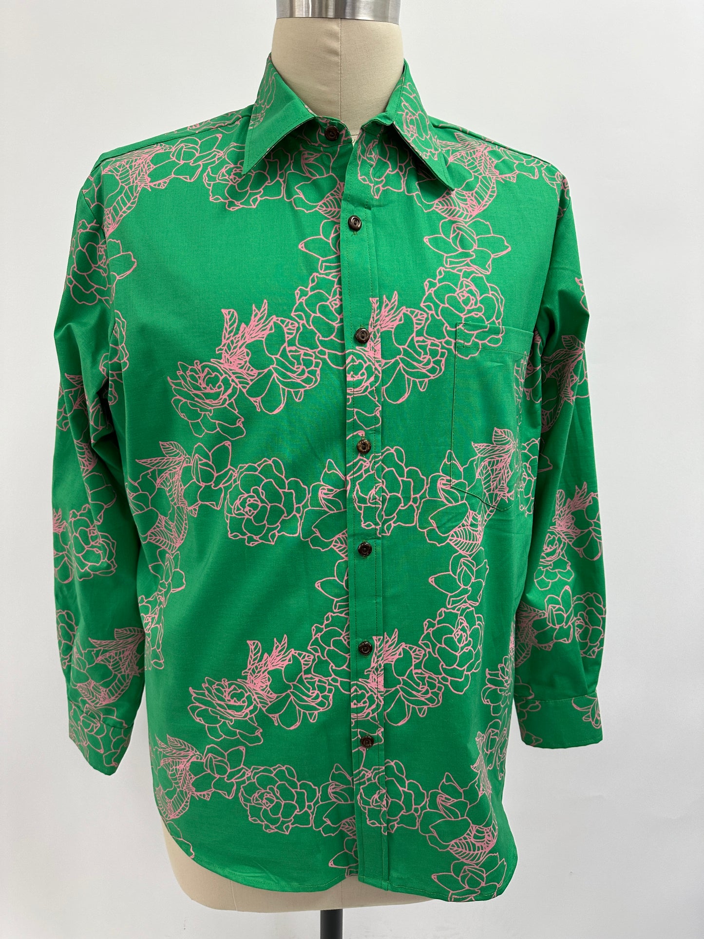 Long Sleeve Button  Down Shirt | Kiele | Bubblegum on Fern