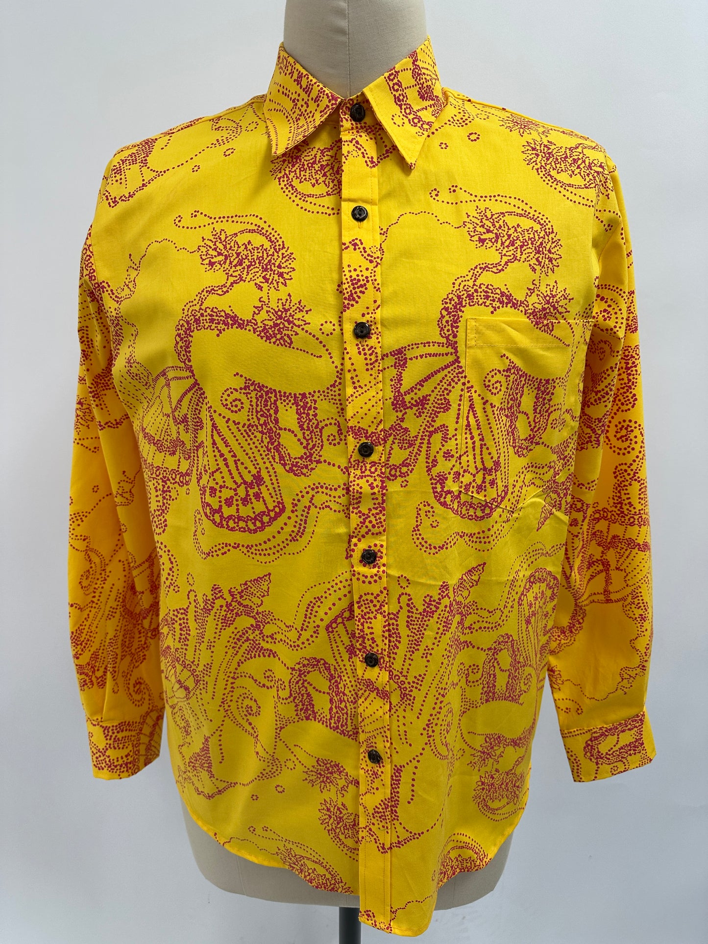 Long Sleeve Button  Down Shirt | Pulelehua Crownflower Butterfly |