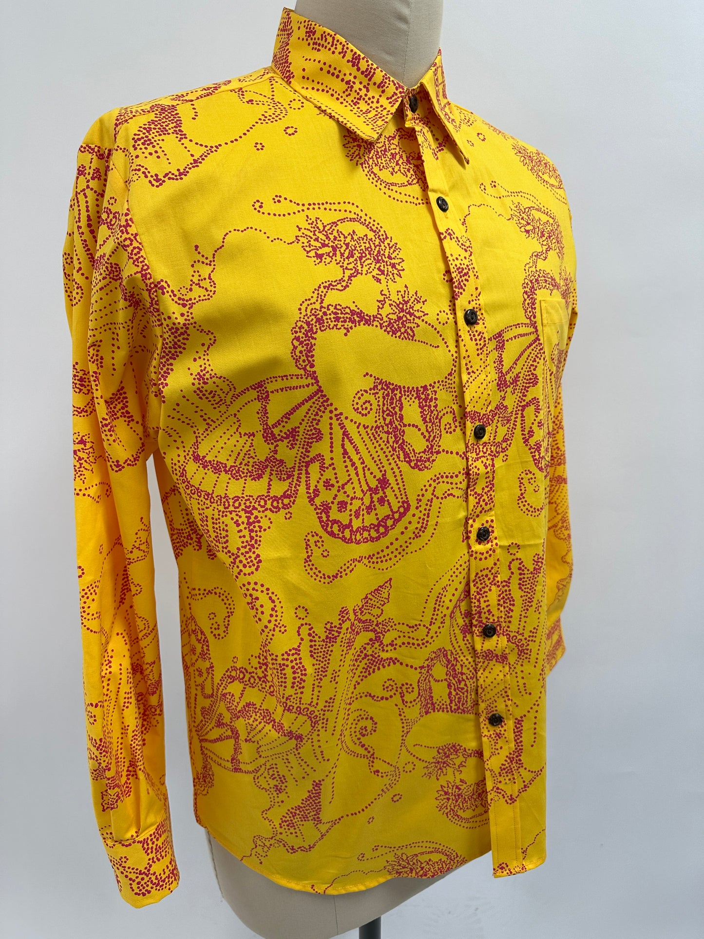 Long Sleeve Button  Down Shirt | Pulelehua Crownflower Butterfly |