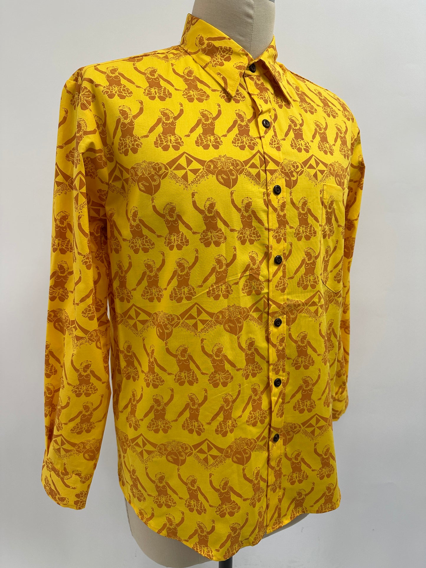 Long Sleeve Button  Down Shirt | Female Hula Dancer | Amber on Duckling