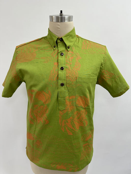 Pullover S/S Aloha Shirt | Na Ho'opa'a Chantress | Amber on Lime