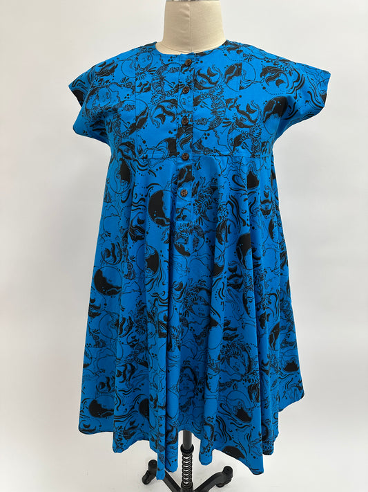 Nu Dress | Coral Reef | Black on Turquoise