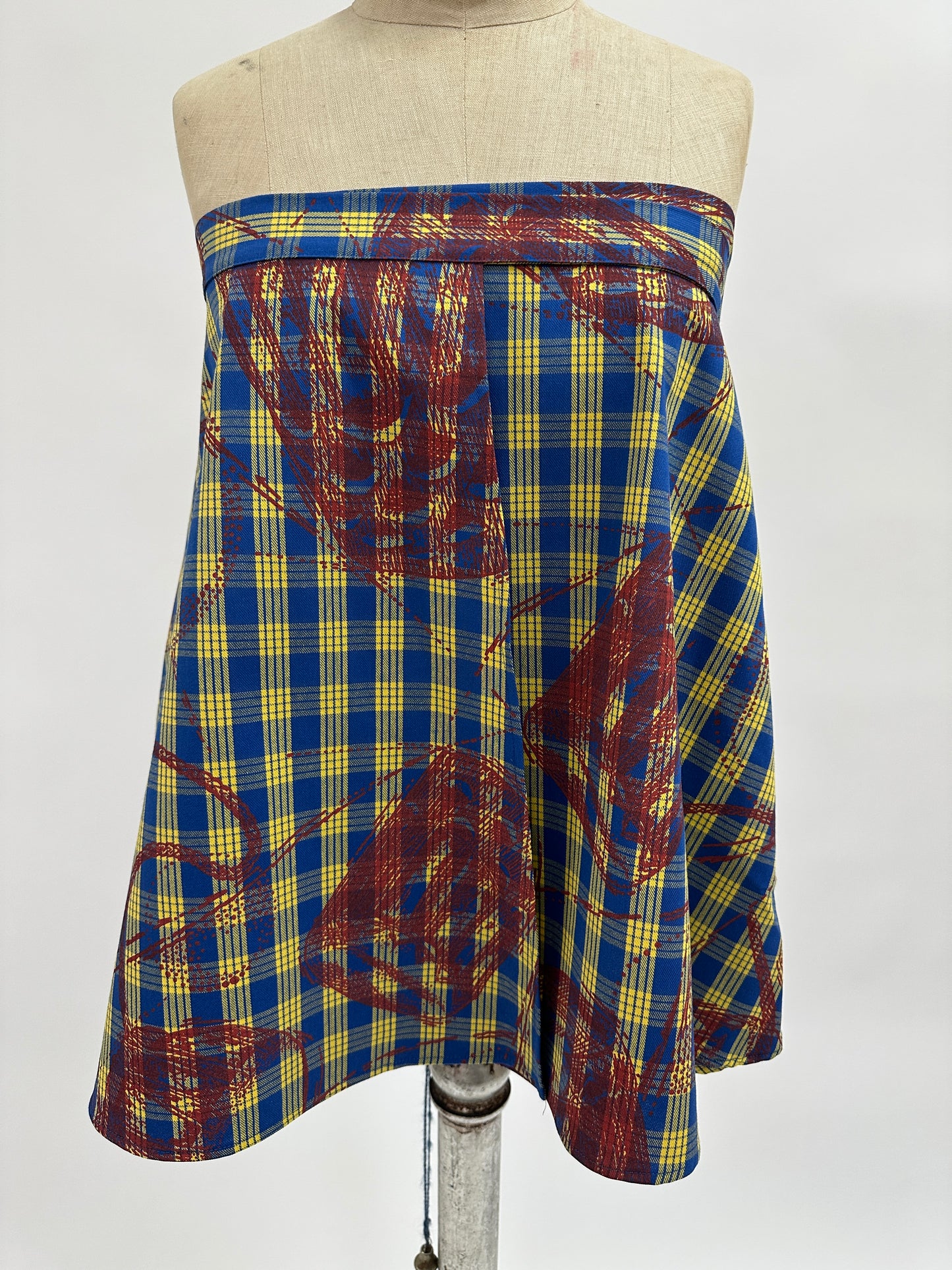 Sophie Wrap Skirt | Pahu Puniu Drums | Paprika on Blue & Yellow Palaka