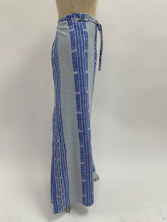Wrap Pants | Ohe Kapala | Light Blue on Blue