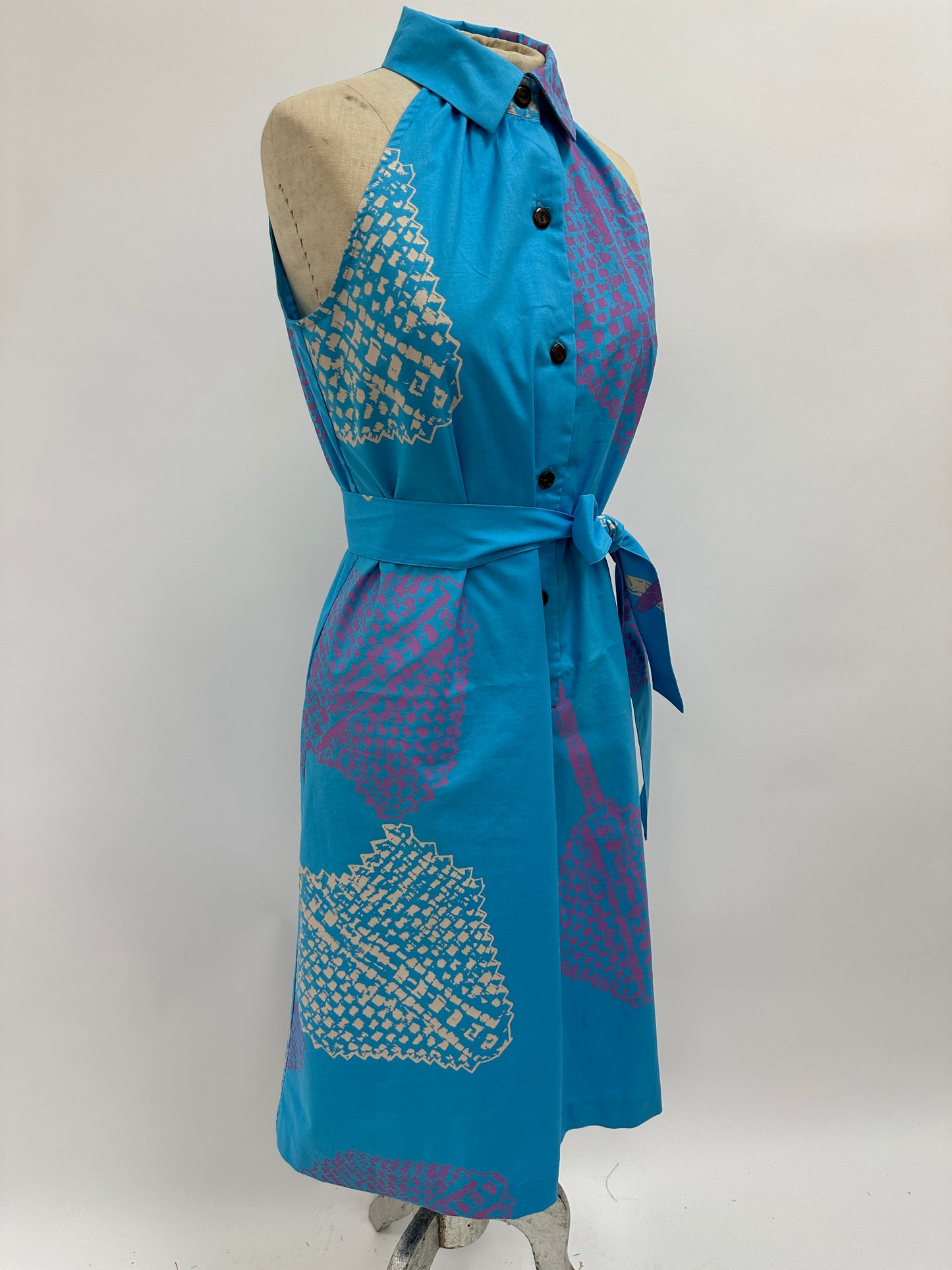 Halter Dress | Lauhala Fans | Parchment and Corsage on Turquoise