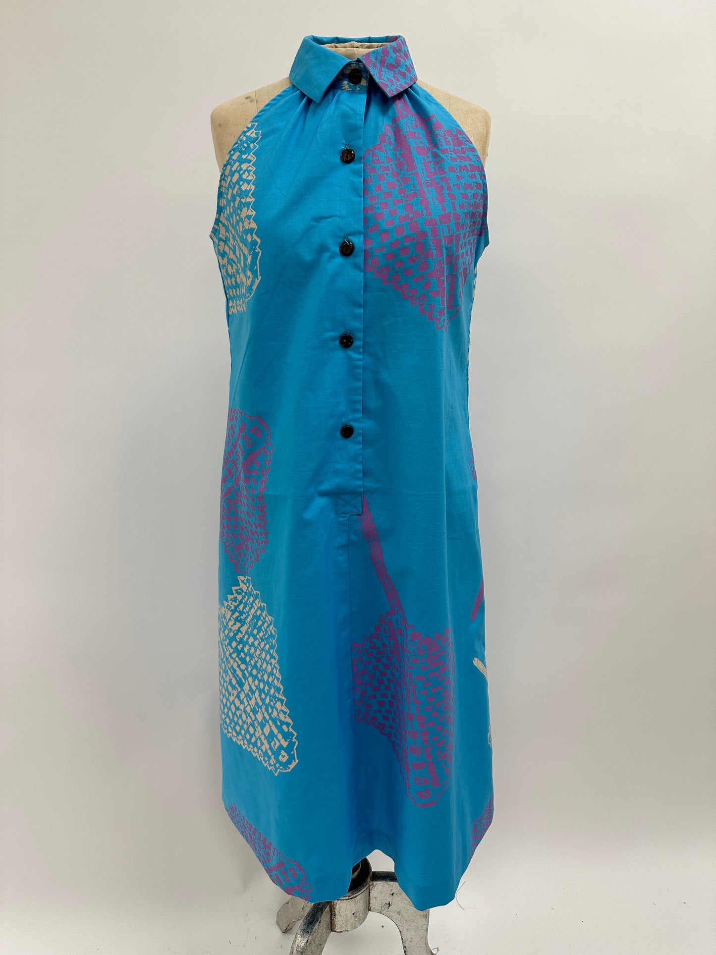 Halter Dress | Lauhala Fans | Parchment and Corsage on Turquoise