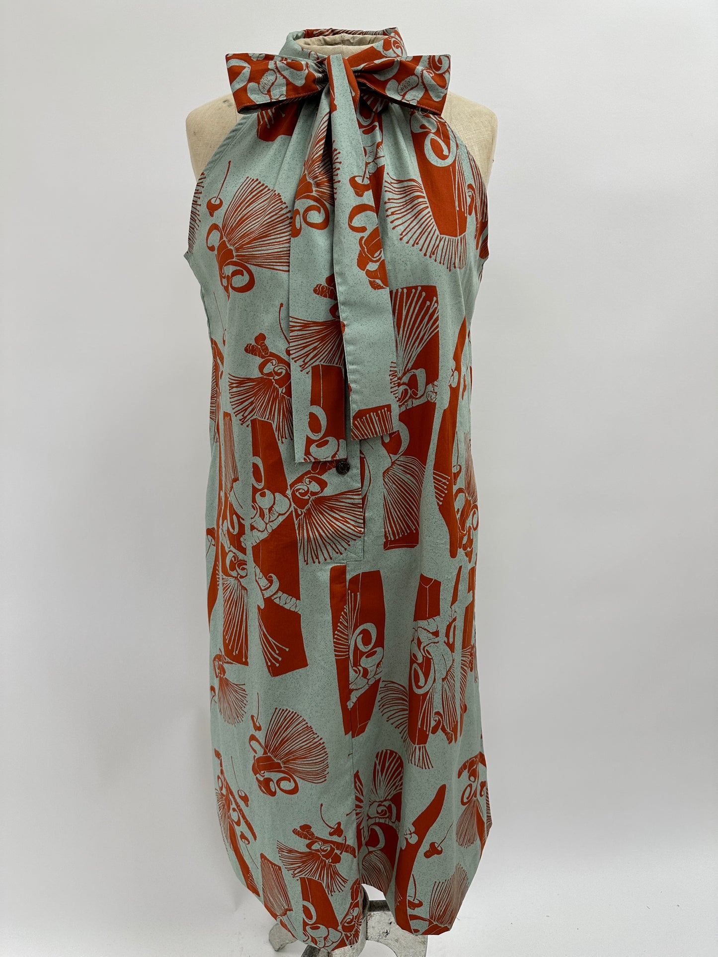 Halter Dress | Tutuvi Collaboration | Adze - Orange on Mint
